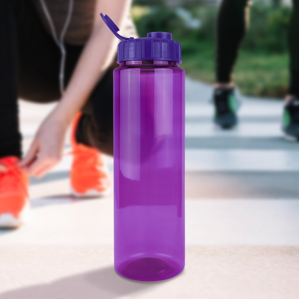 Botella de Agua de Plástico, Color Morado, 26x7 cm