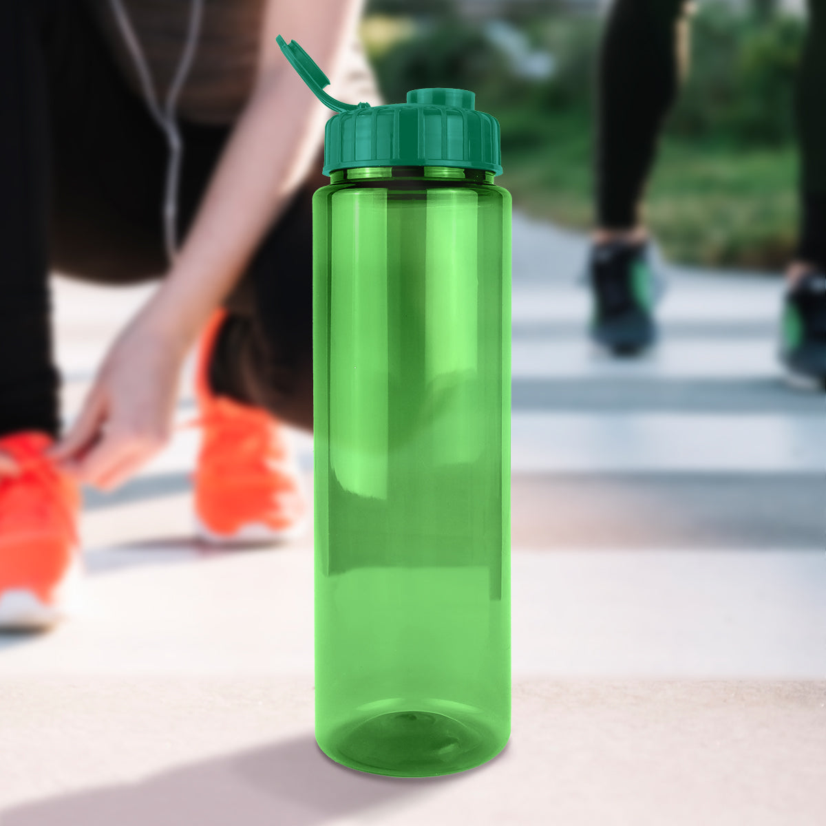 Botella de Agua de Plástico, Color Verde, 26 cm