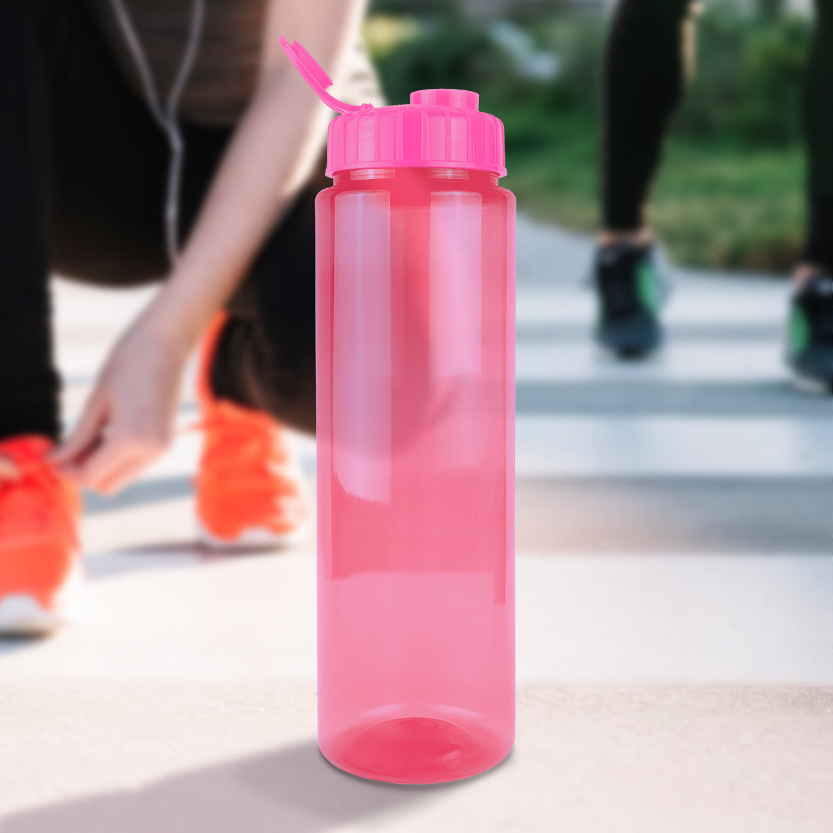 Botella de Agua de Plástico, Color Rosa, 26x7 cm