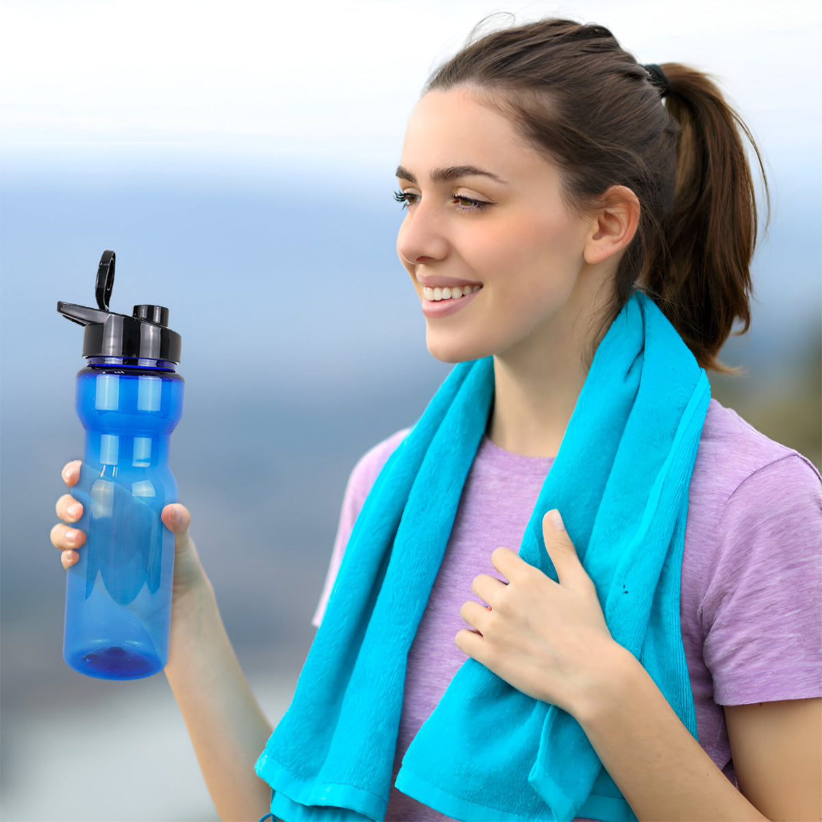 Botella de Agua de Plástico, Color Azul, 850 ml