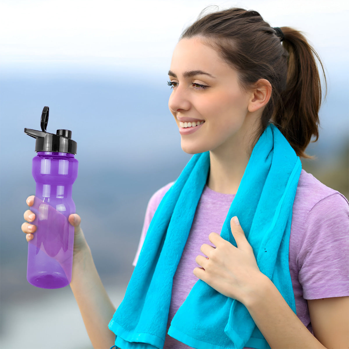 Botella de Agua de Plástico, Color Morado, 850 ml