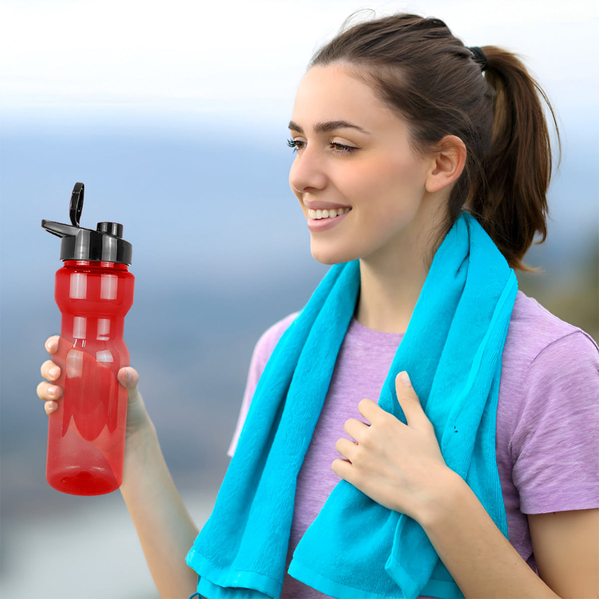 Botella de Agua de Plástico, Color Rojo, 850 ml