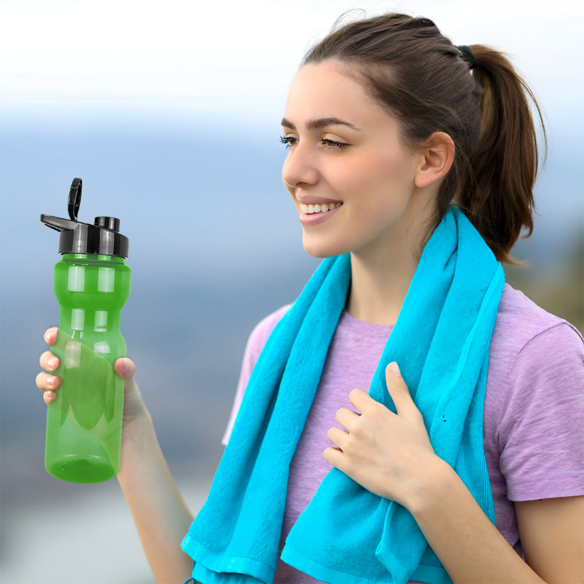 Botella de Agua de Plástico, Color Verde, 850 ml