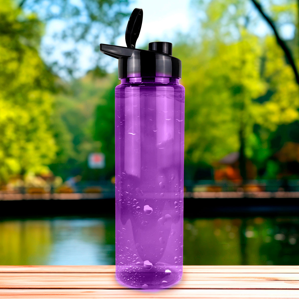 Botella de Agua de Plástico, Color Morado, 900 ml