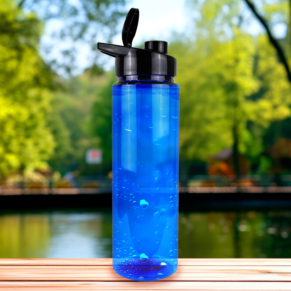 Botella de Agua de Plástico, Color Azul, 900 ml