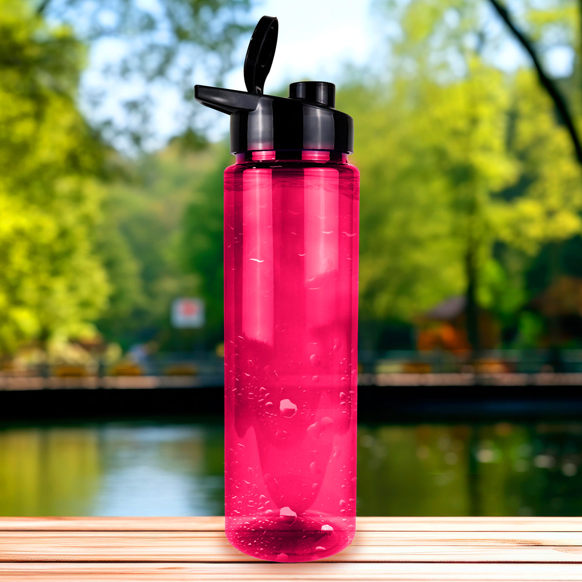 Botella de Agua de Plástico, Color Rosa, 900 ml