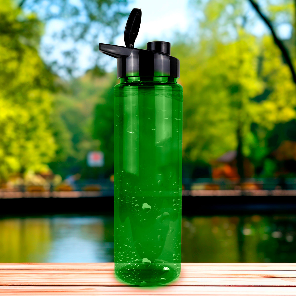 Botella de Agua de Plástico, Color Verde, 900 ml