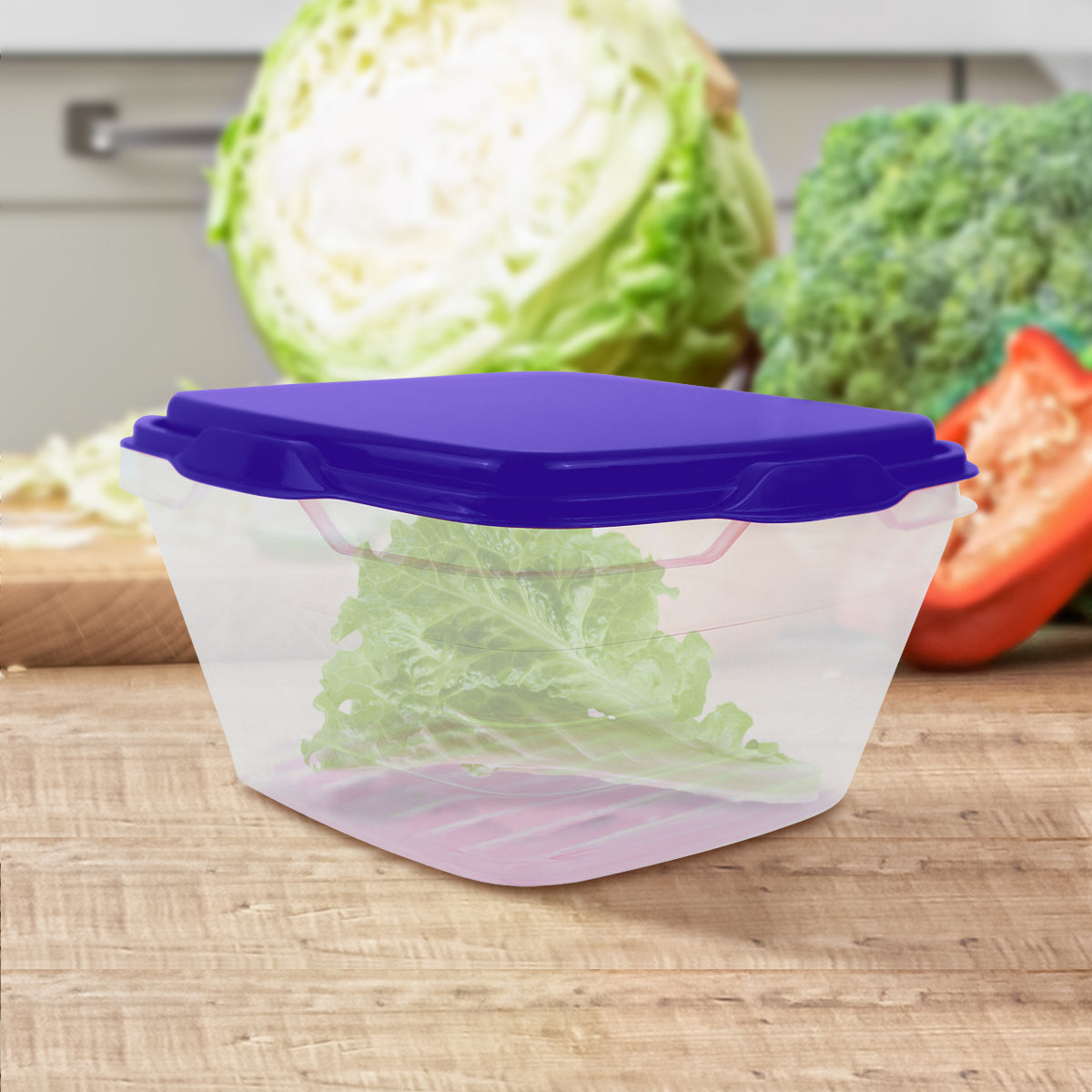 Contenedor Transparente, Tapa Color Morado, 500 ml