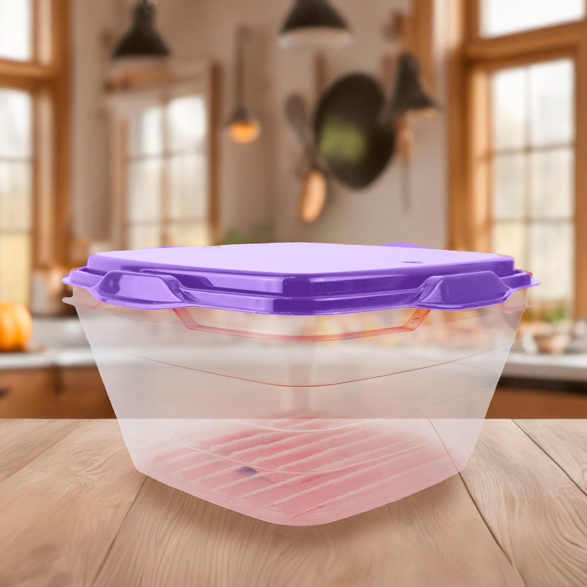 Contenedor Transparente, Tapa Color Morado, 1 L