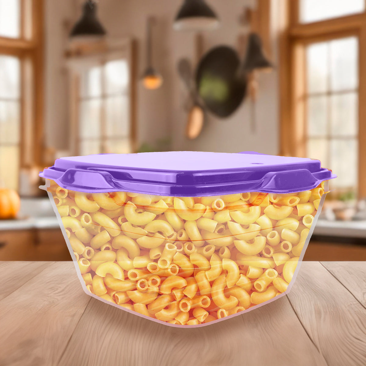 Contenedor Transparente, Tapa Color Morado, 1 L