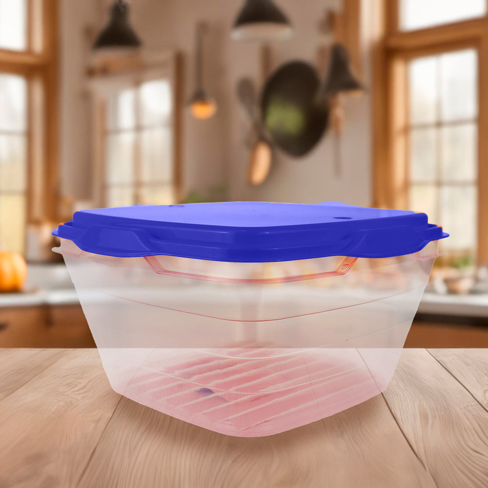 Contenedor Transparente, Tapa Color Azul, 1 L
