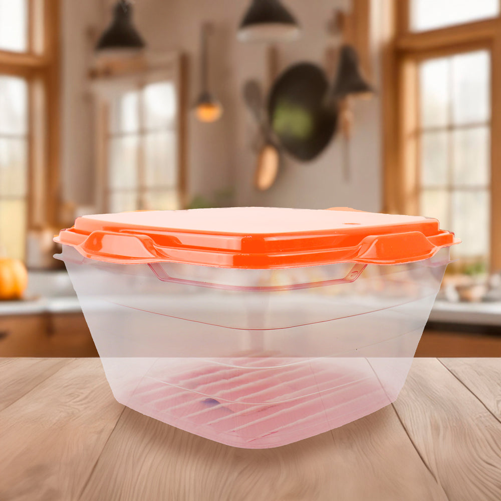 Contenedor Transparente, Tapa Color Naranja, 1.8 L