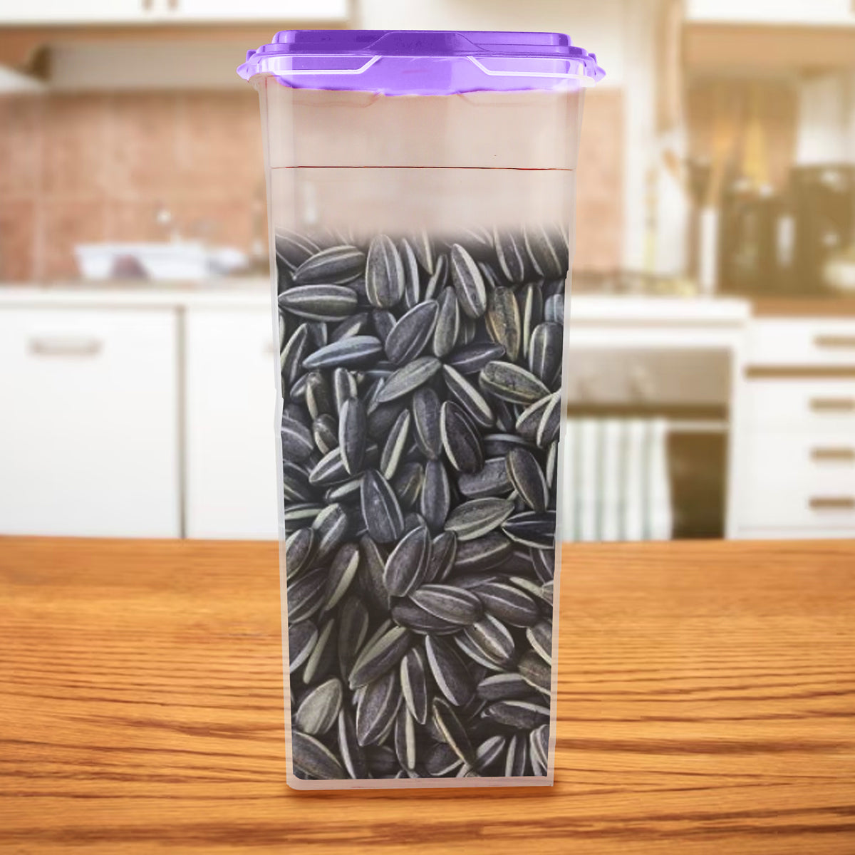 Contenedor Transparente, Tapa Color Morado, 1.2 L