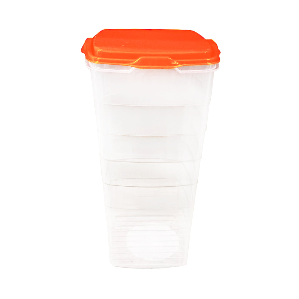Contenedor Transparente, Tapa Color Naranja, 1.2 L