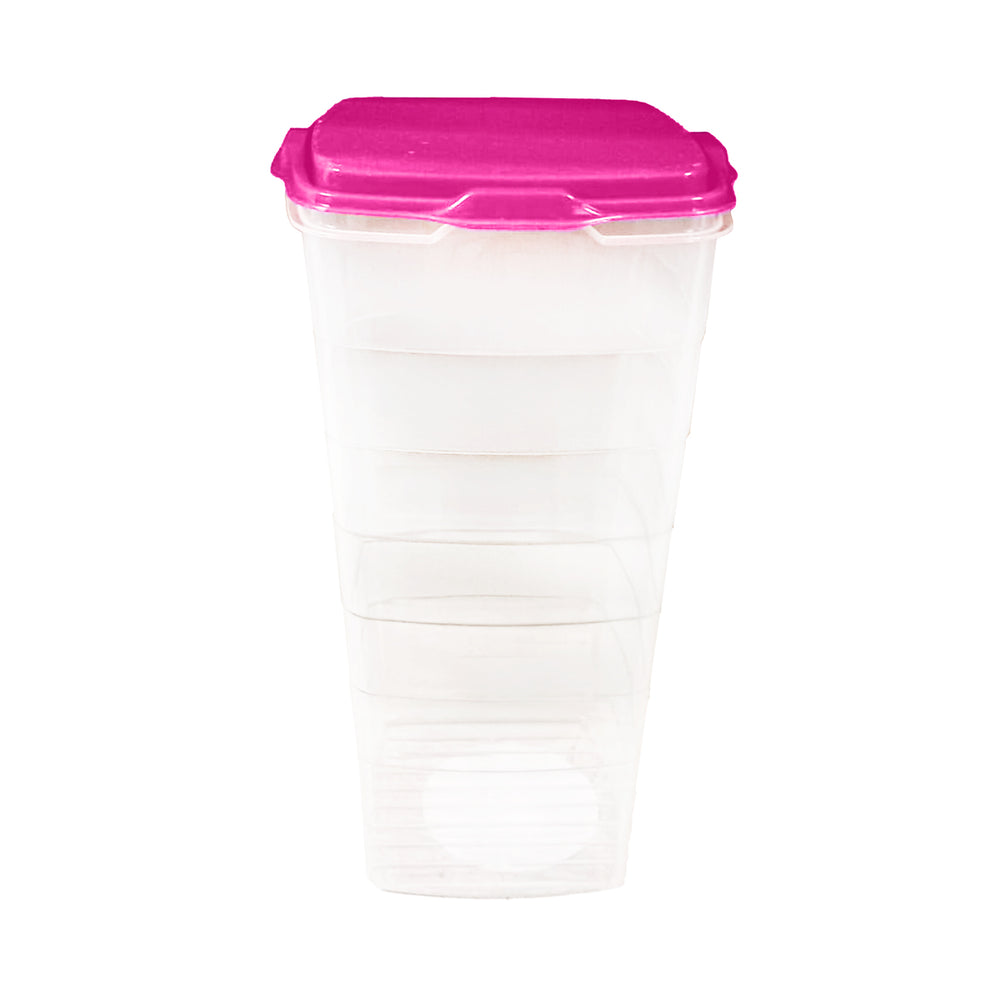 Contenedor Transparente, Tapa Color Rosa, 1.2 L