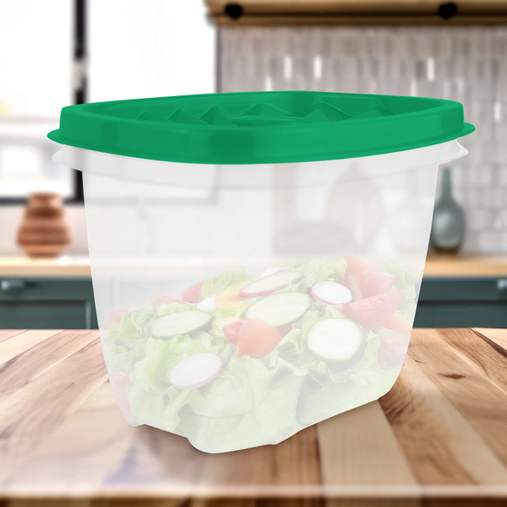 Contenedor Transparente, Tapa Texturizada Color Verde, 500 ml