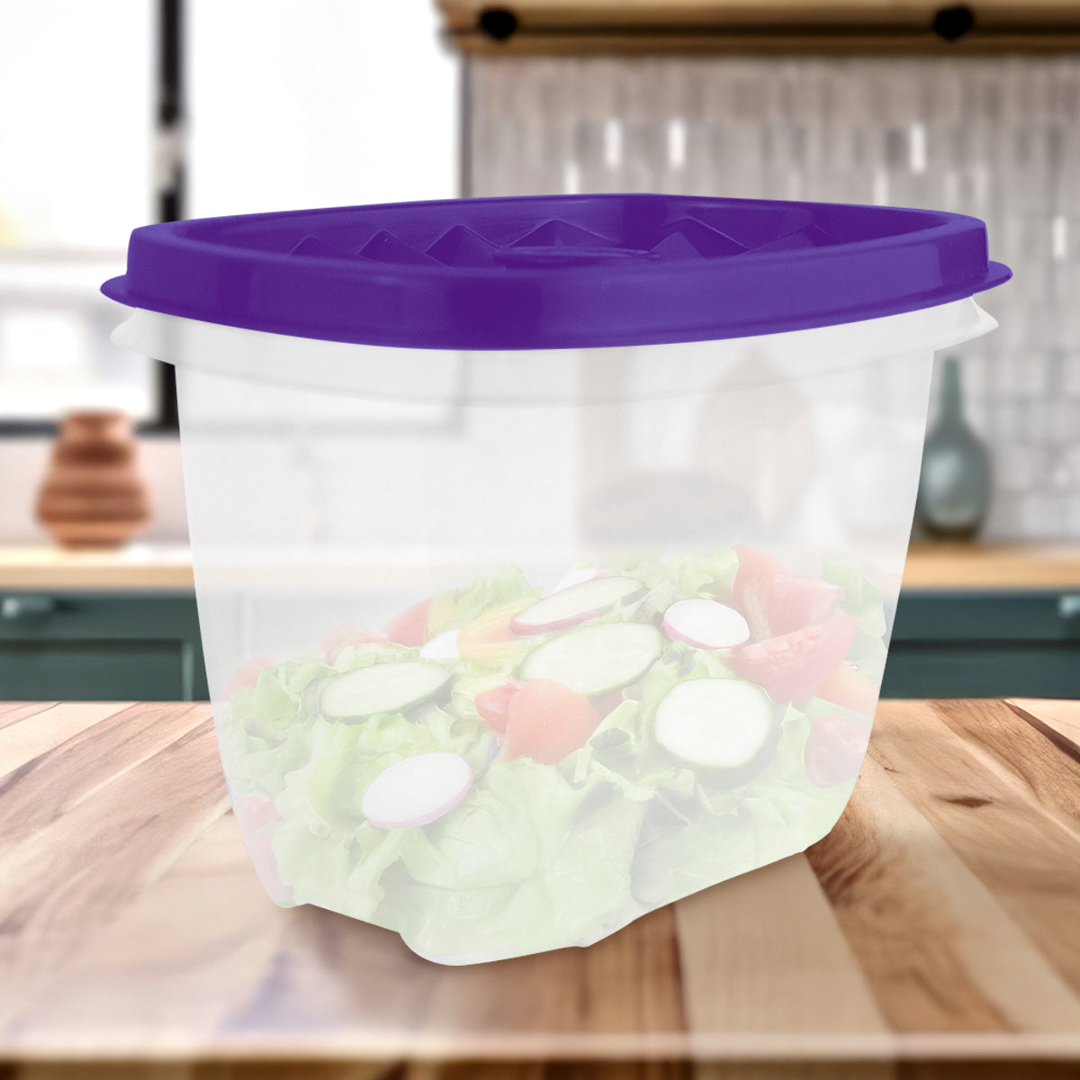 Contenedor Transparente, Tapa Texturizada Color Morada, 500 ml