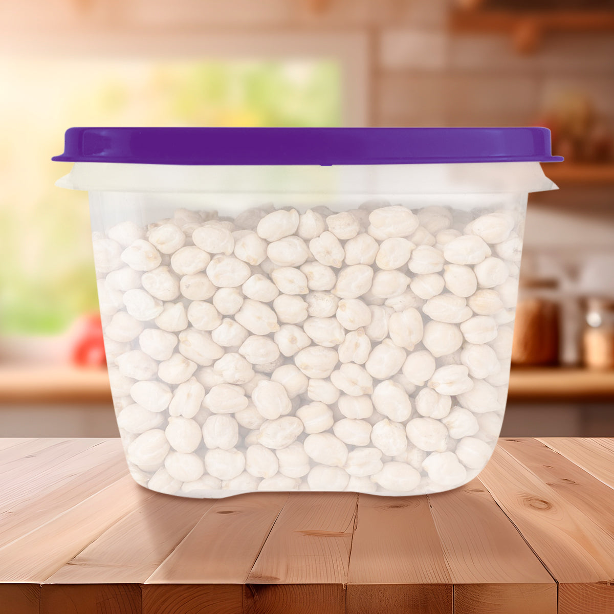 Contenedor Transparente, Tapa Texturizada Color Morada, 500 ml