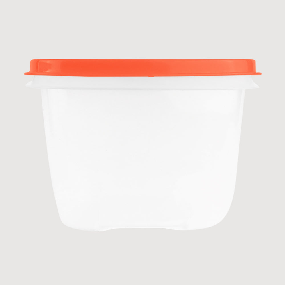 Contenedor Transparente, Tapa Texturizada Color Naranja, 500 ml