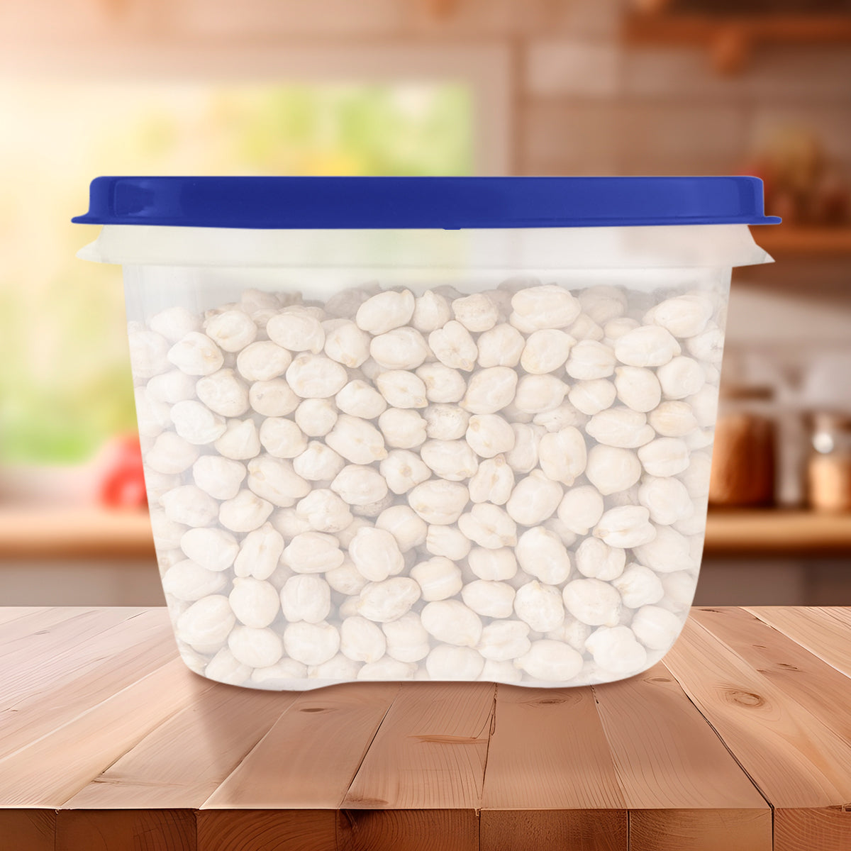 Contenedor Transparente, Tapa Texturizada Color Azul, 500 ml