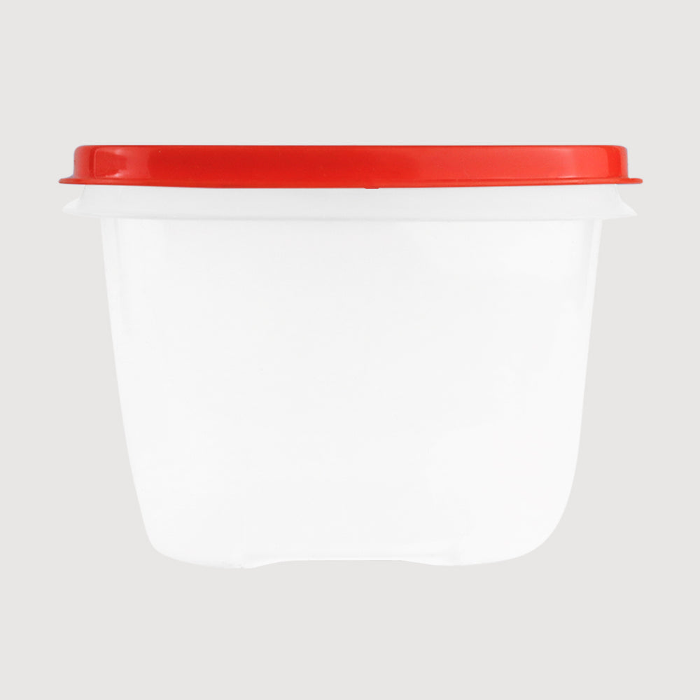 Contenedor Transparente, Tapa Texturizada Color Rojo, 500 ml