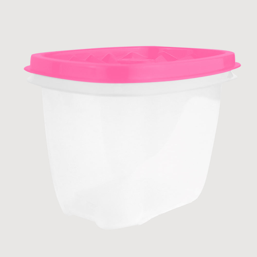 Contenedor Transparente, Tapa Texturizada Color Rosa, 500 ml