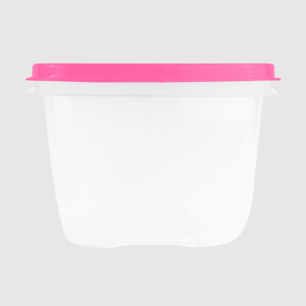 Contenedor Transparente, Tapa Texturizada Color Rosa, 500 ml