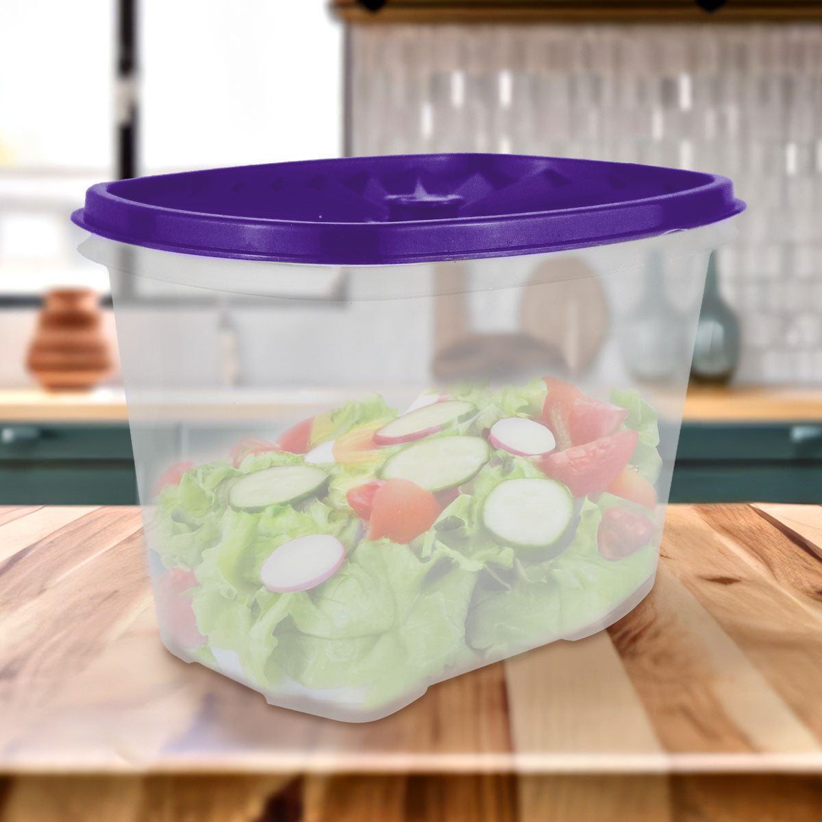 Contenedor Transparente, Tapa Texturizada Color Morado, 1.2 L