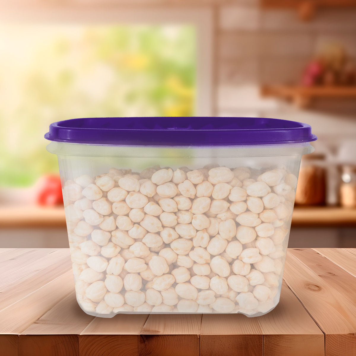 Contenedor Transparente, Tapa Texturizada Color Morado, 1.2 L