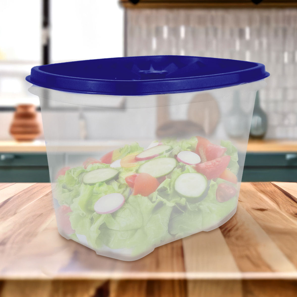 Contenedor Transparente, Tapa Texturizada Color Azul, 1.2 L