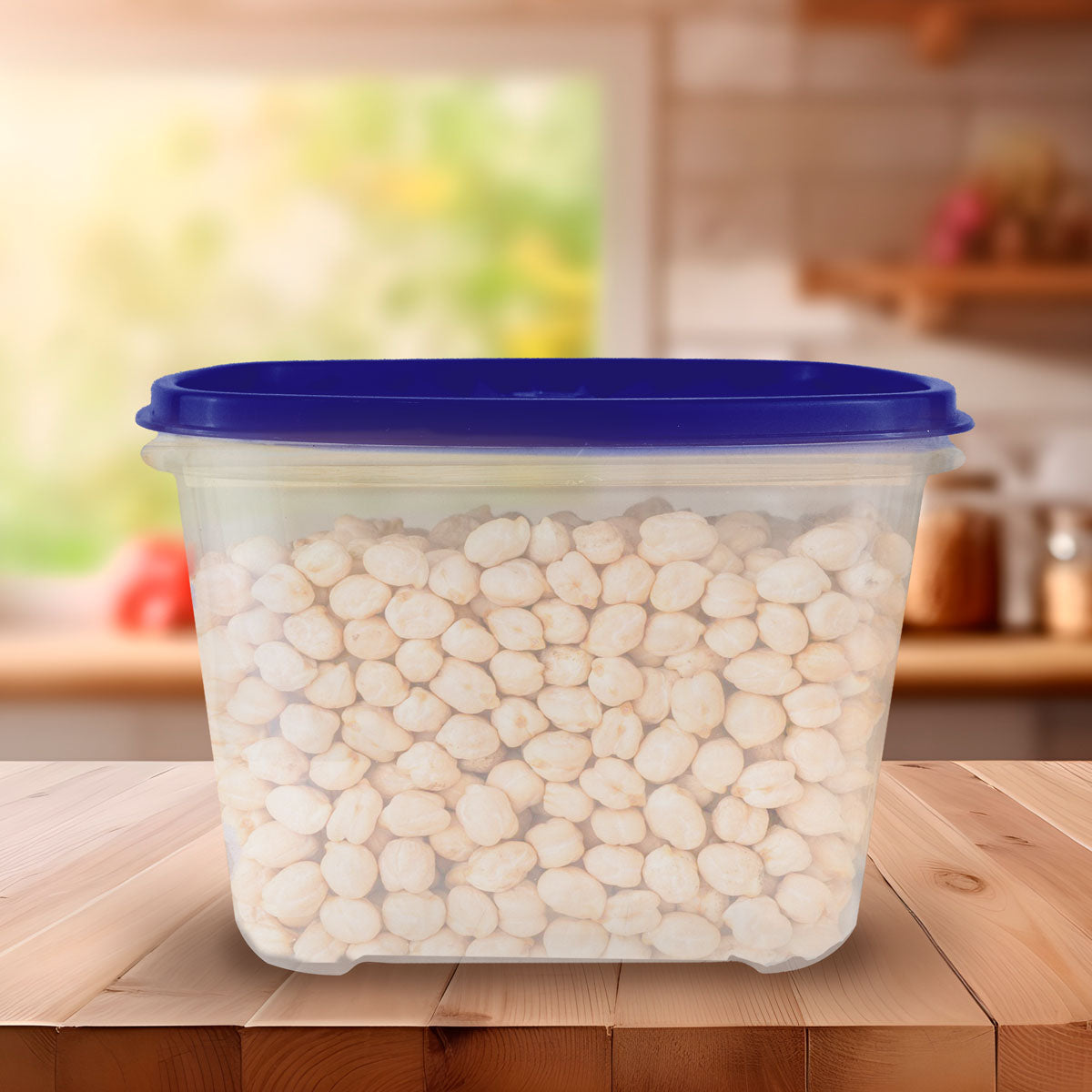 Contenedor Transparente, Tapa Texturizada Color Azul, 1.2 L