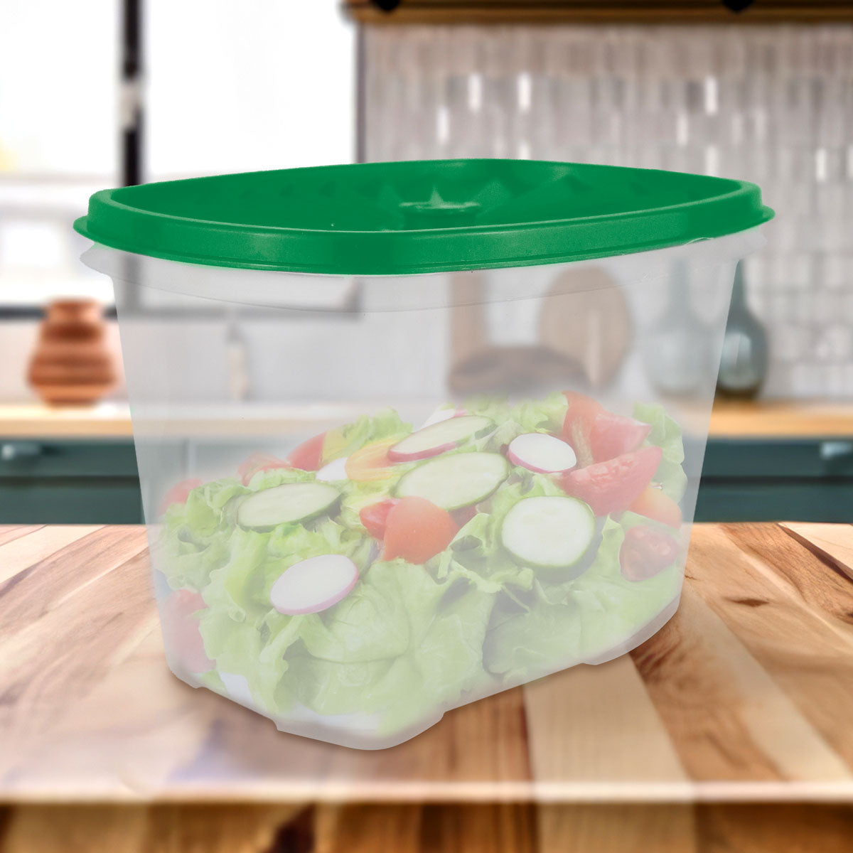 Contenedor Transparente, Tapa Texturizada Color Verde, 1.2 L