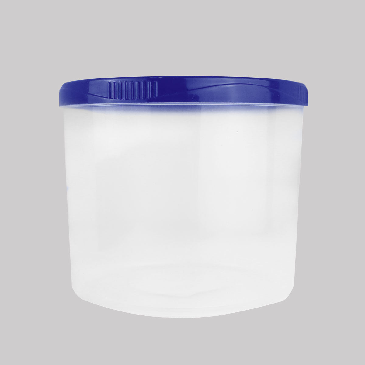 Contenedor Transparente Redondo, Tapa Color Azul, 1.2 L