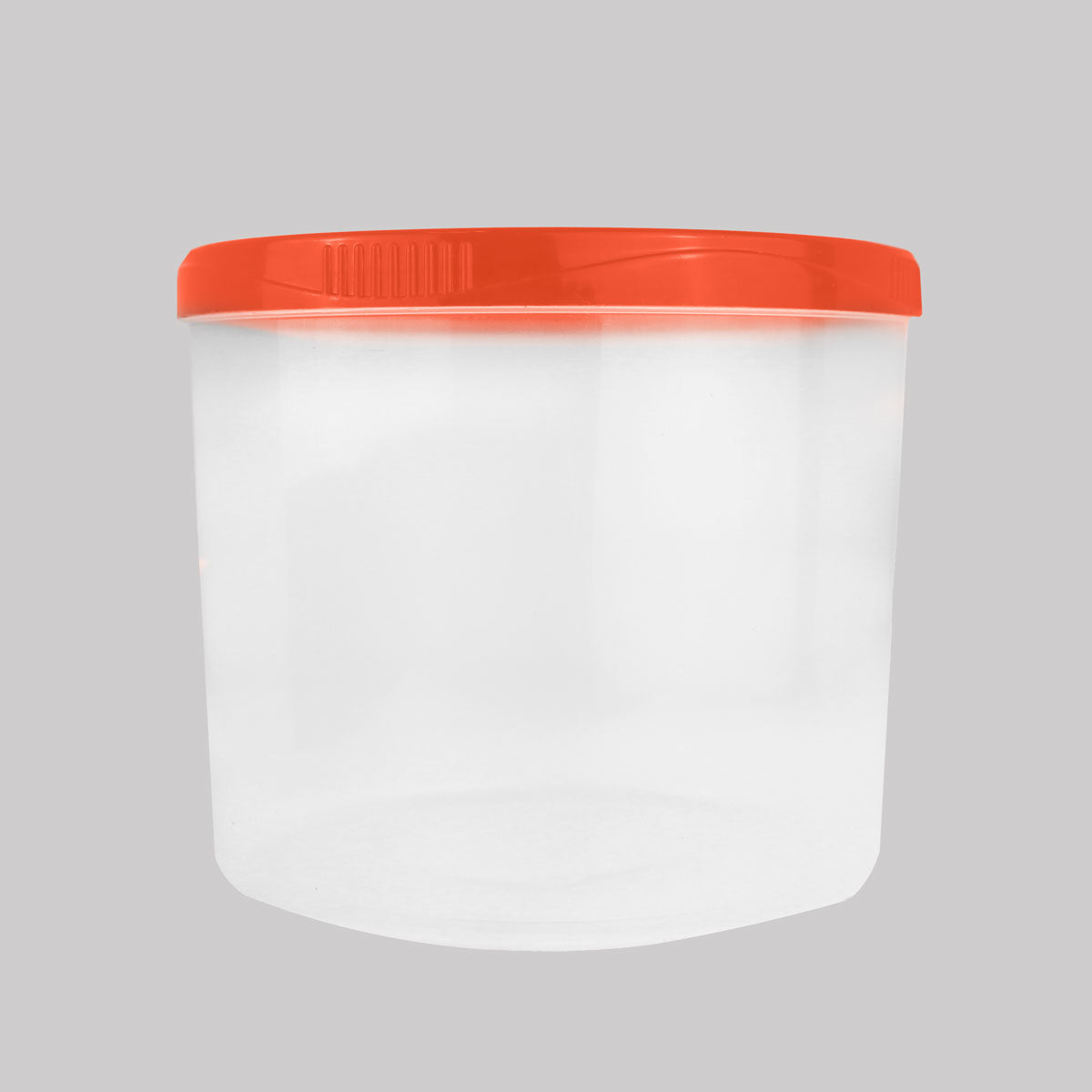 Contenedor Transparente Redondo, Tapa Color Naranja, 1.2 L