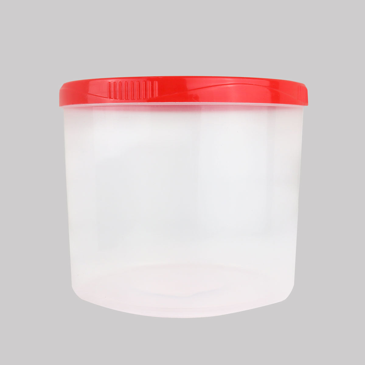 Contenedor Transparente Redondo, Tapa Color Rojo, 1.2 L