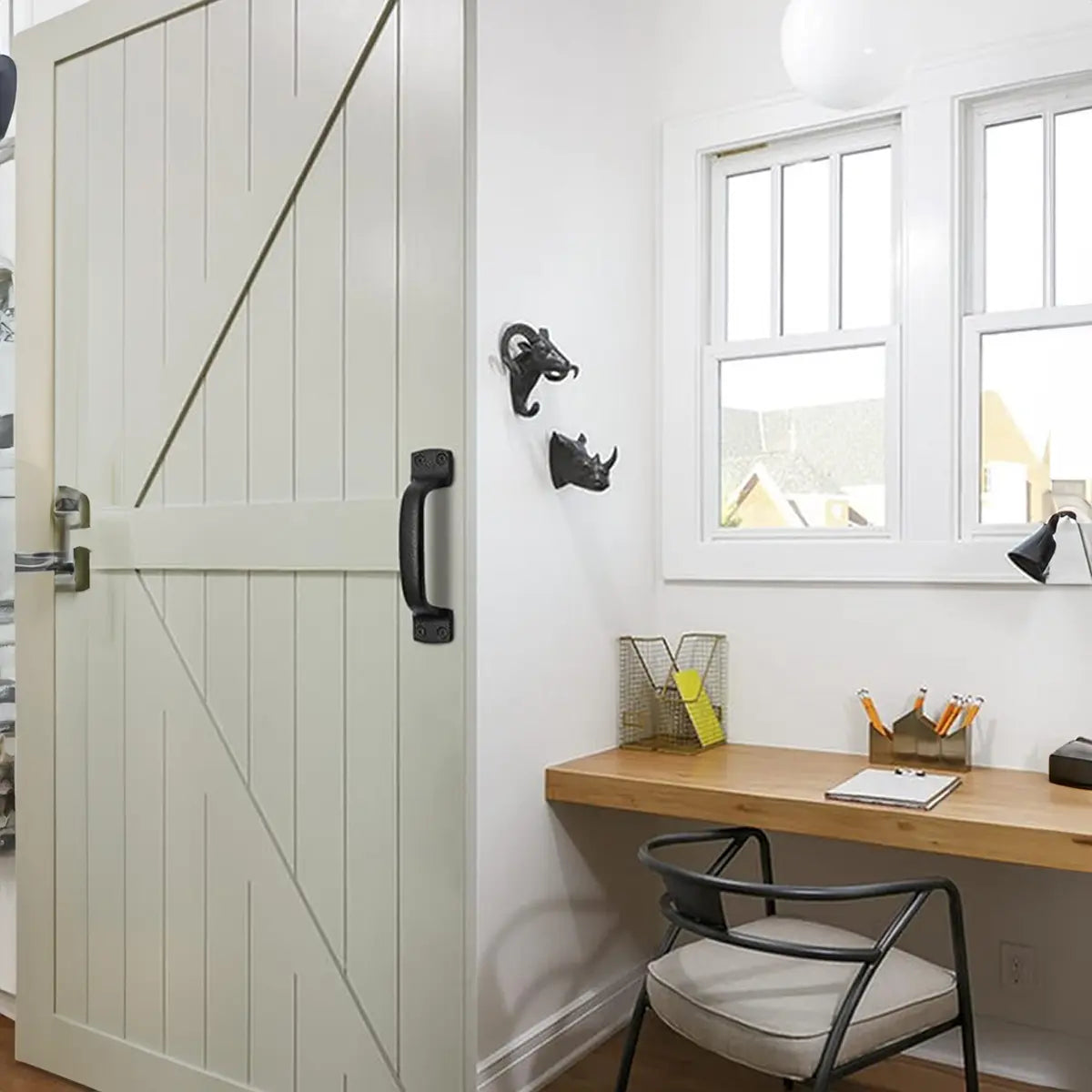 Manija de Puerta, Metal, Color Negro