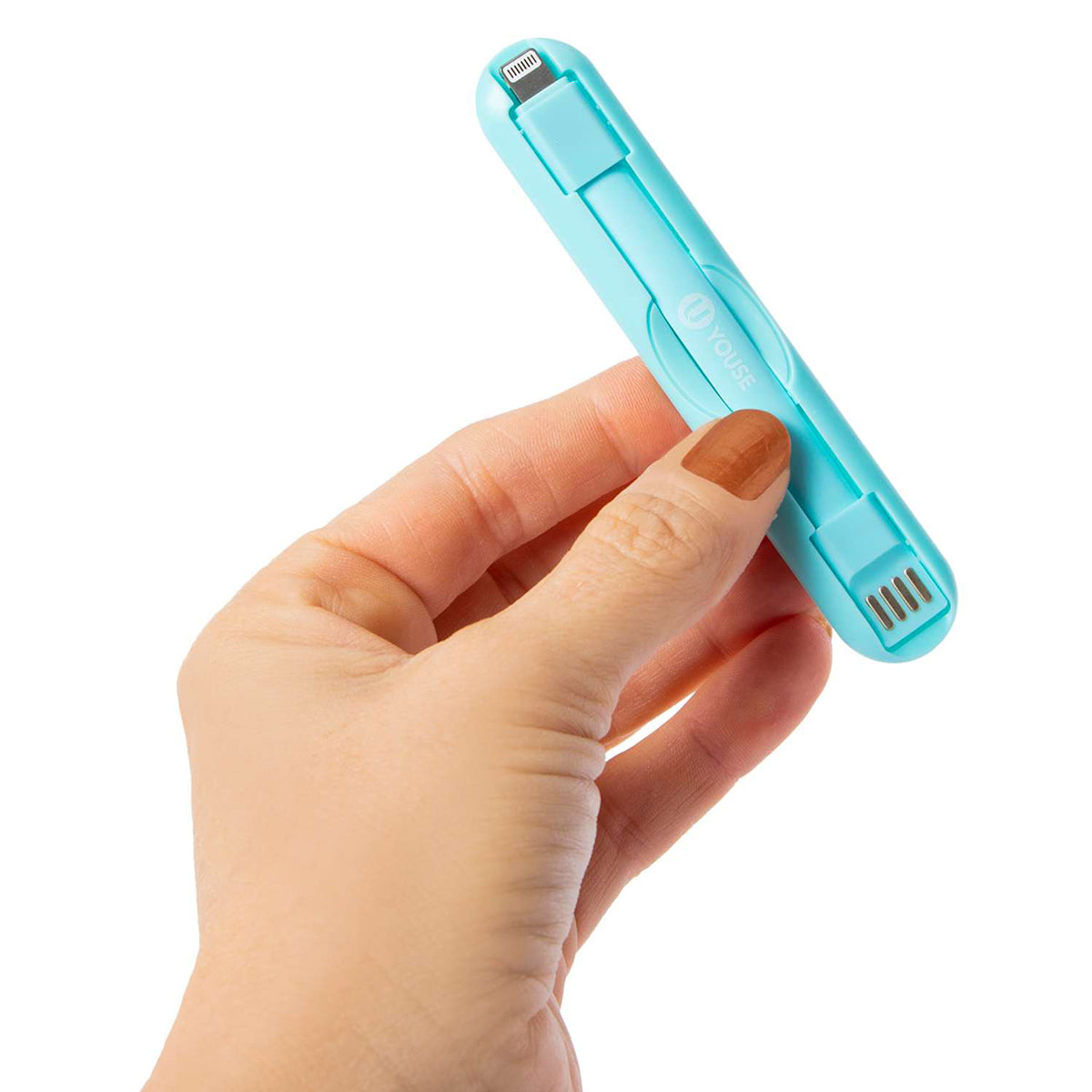 Soporte para Teléfono con Cable de 8 Pines, Color Azul