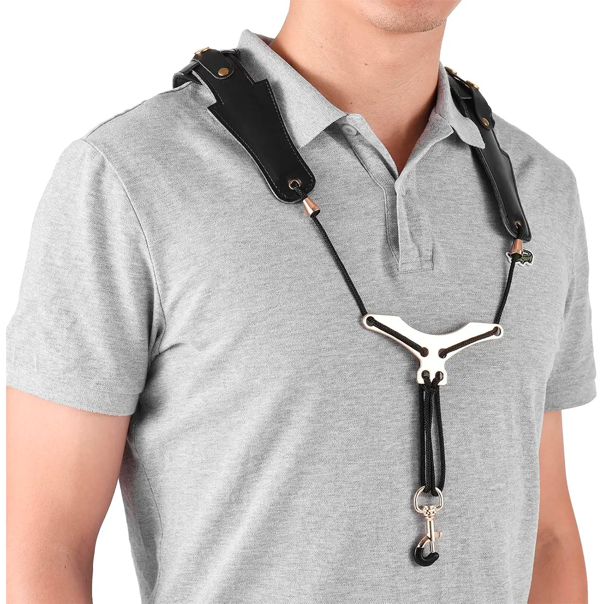 Correa de Saxofón de Cuero de Doble Hombro Universal