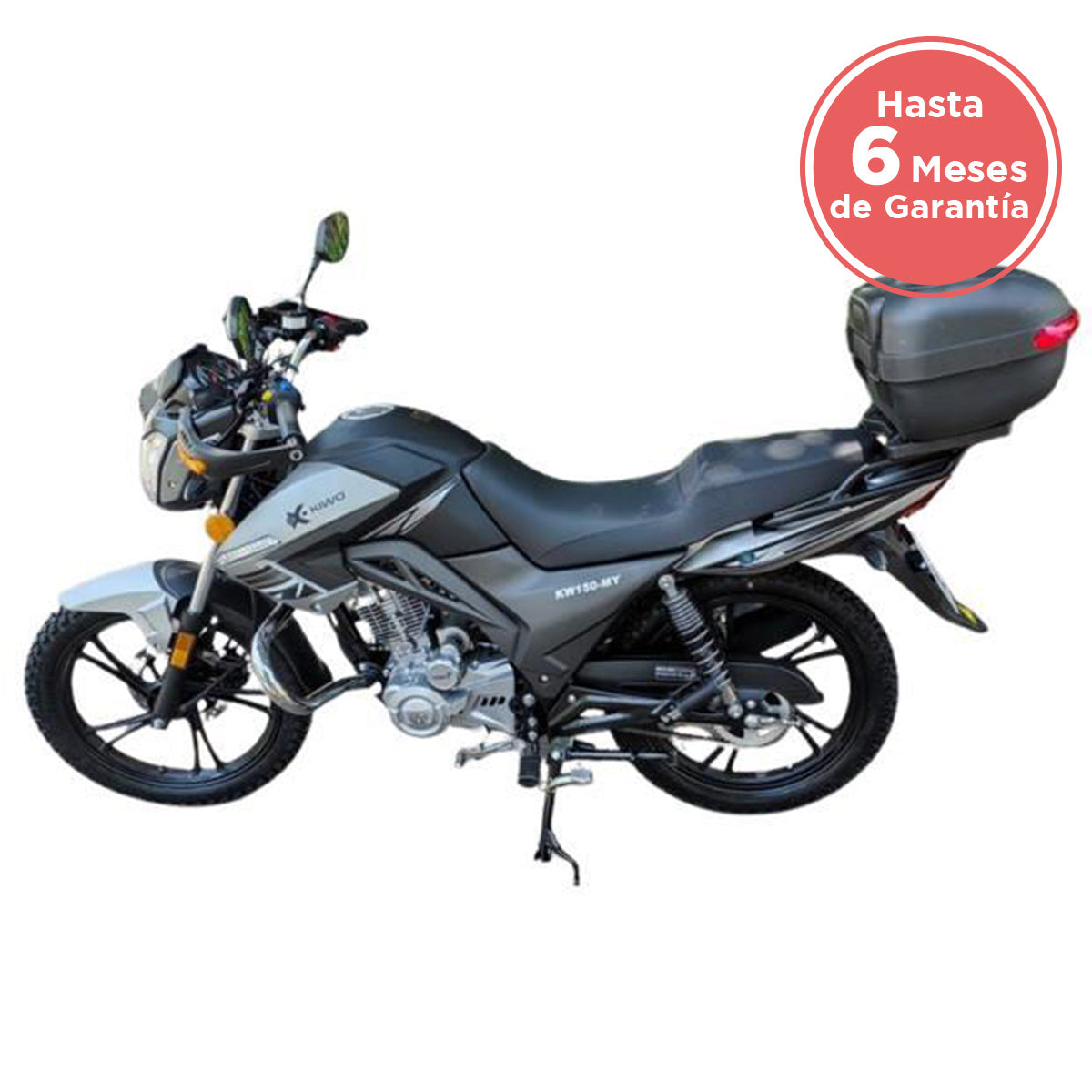 Motocicleta Kiwo Kw150 MY 2025 color Negro con Gris