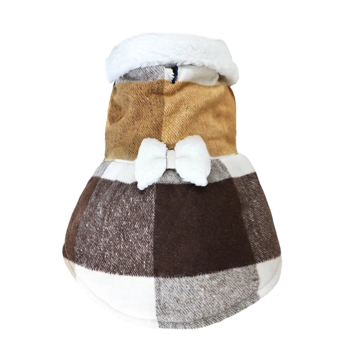 Vestido Invernal para Mascota, Colores Café, Diseño Cuadros
