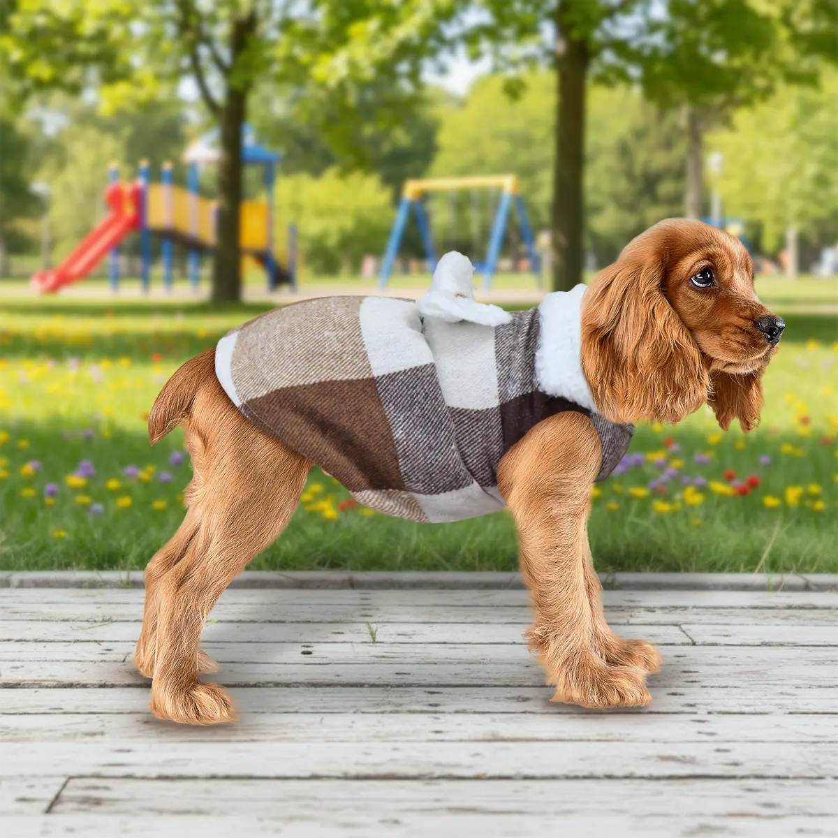 Vestido Invernal para Mascota, Diseño Cuadros