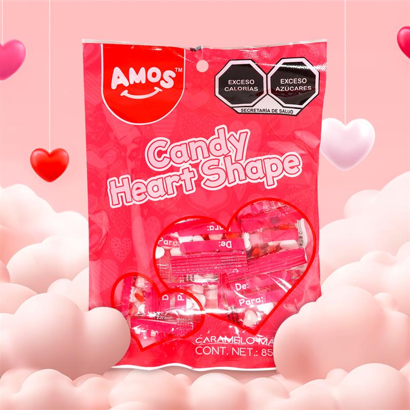 Caramelo Macizo en Forma de Corazón, Amos 85 gr.