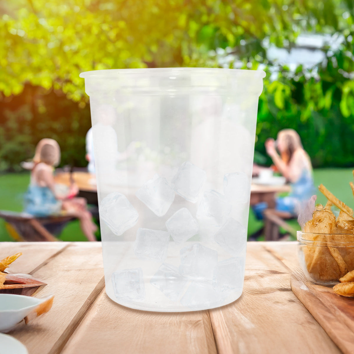 Vaso de Plástico con Tapa, Transparente, 10 pzas, 940 ml