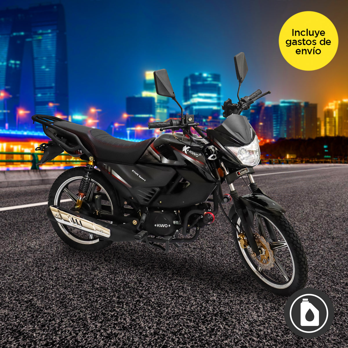 Motocicleta Kiwo KT-125, Sport, 2025, Color Negro