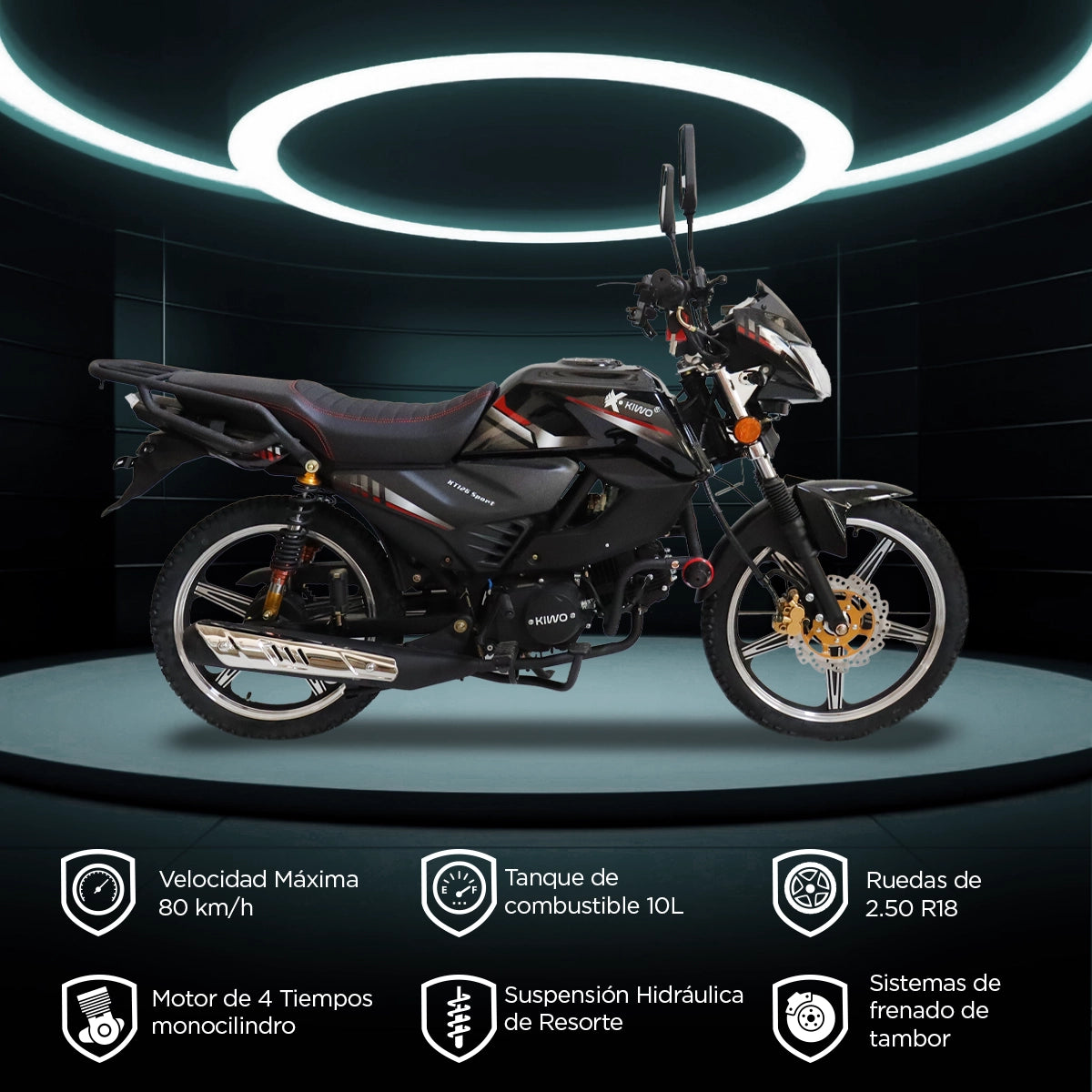 Motocicleta Kiwo KT-125, Sport, 2025, Color Negro