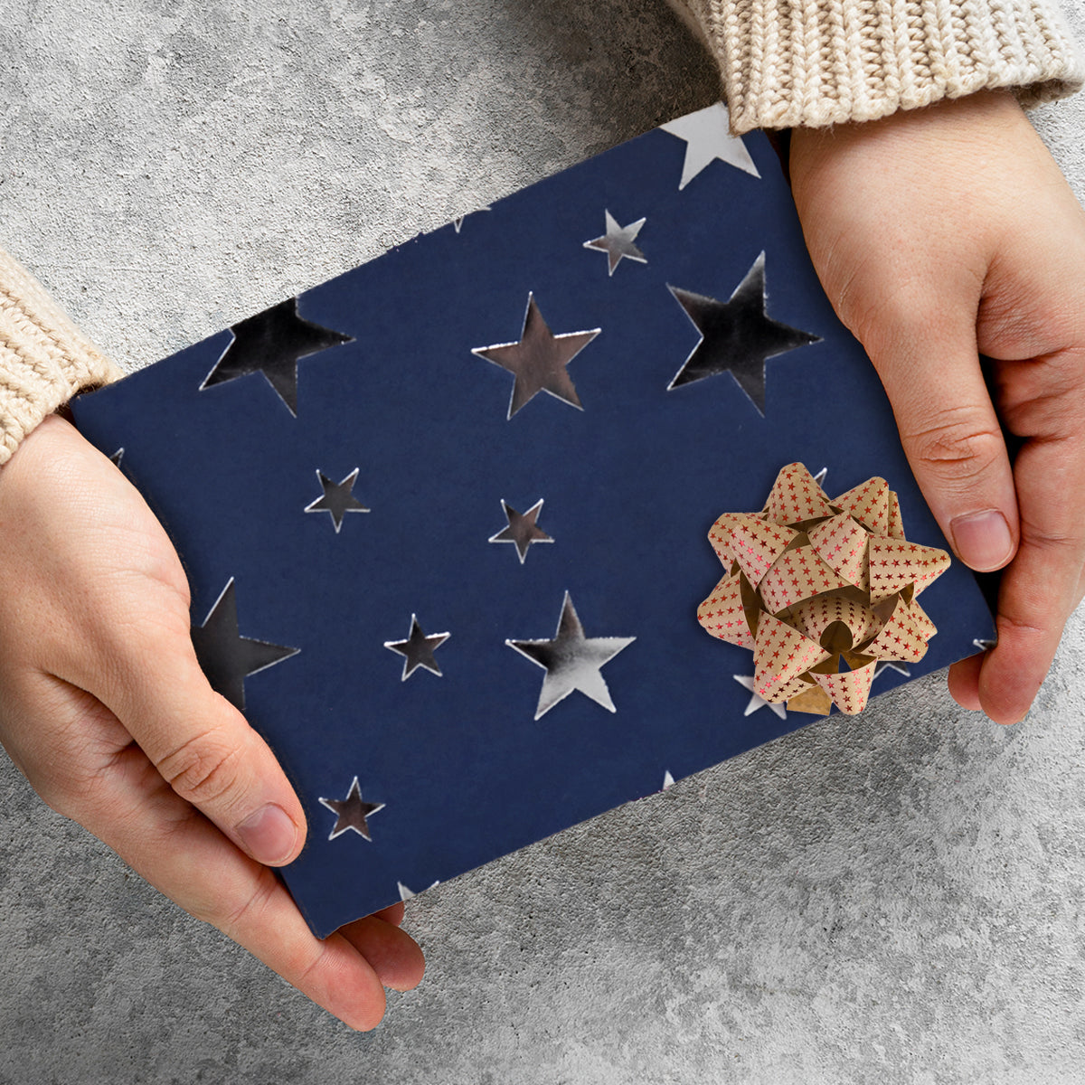 Papel Estrellado para Envolver Regalos, Color Azul Petróleo, 1 Pieza