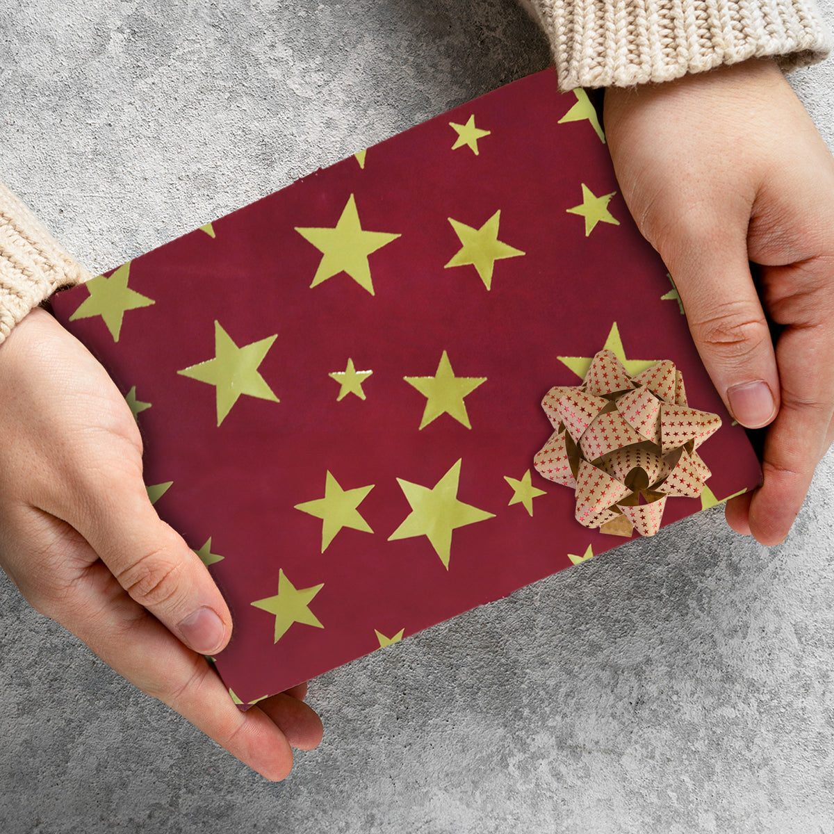 Papel Estrellado para Envolver Regalos, Color Vino, 1 Pieza