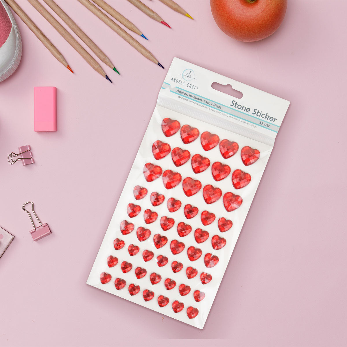 Stickers Piedra Corazón, Color Rojo