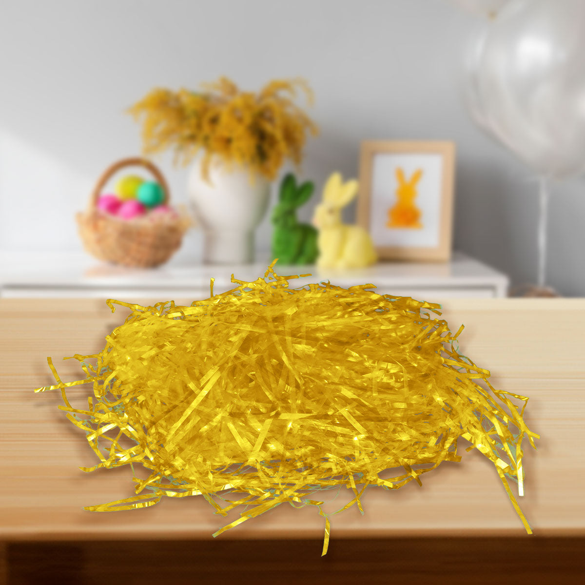 Pasto Iridiscente Decorativo para Pascua, Color Amarillo, 43gr