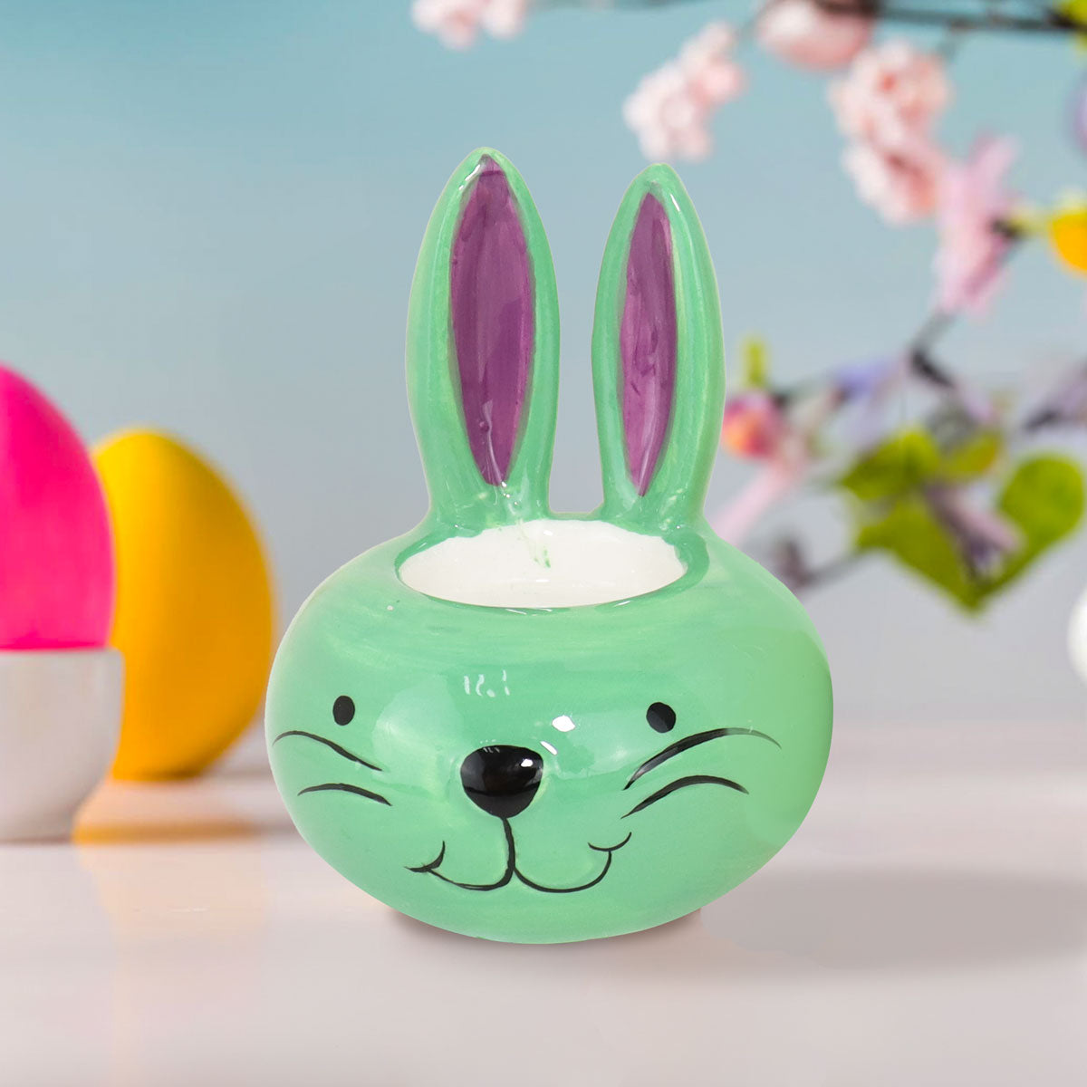 Conejito de Cerámica Decorativo, Color Verde